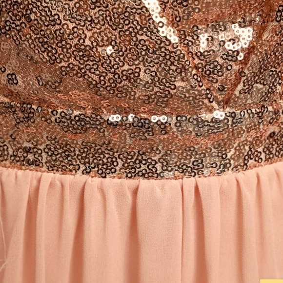 NWT Lulus Elegant Encounter Rose Gold Sequin Maxi Dress Size L - Picture 10 of 11